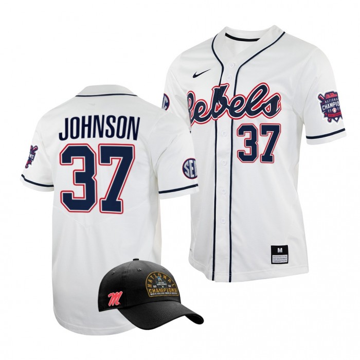 Brandon Johnson Ole Miss Rebels #37 White 2022 College World Series Champions Free Hat Jersey