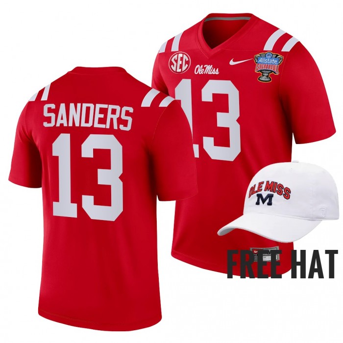 Ole Miss Rebels Braylon Sanders 2022 Sugar Bowl Red College Football Playoff Jersey Free Hat