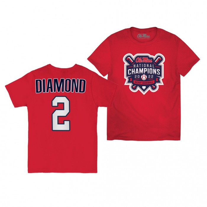 Derek Diamond Ole Miss Rebels 2022 College World Series Champions Official Logo T-Shirt Red #2