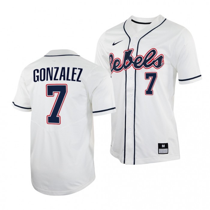 Jacob Gonzalez Ole Miss Rebels 2022 College Baseball Men Jersey-White