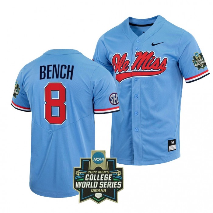 Justin Bench Ole Miss Rebels #8 Blue 2022 College World Series Baseball Jersey