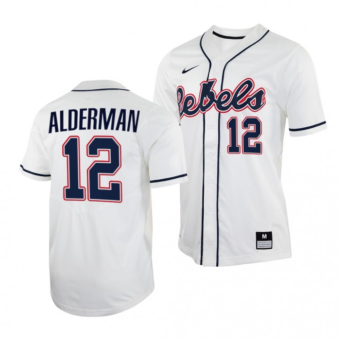 Kemp Alderman Ole Miss Rebels 2022 College Baseball Men Jersey-White