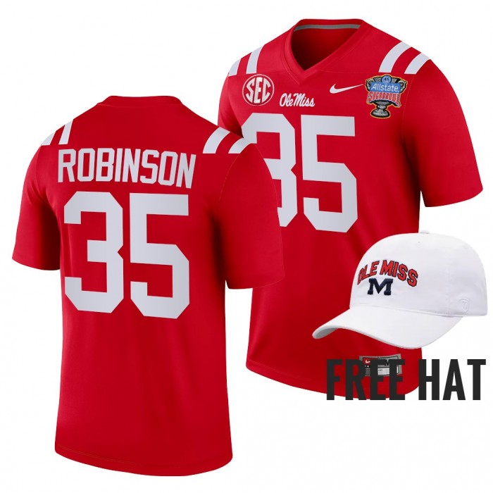 Ole Miss Rebels Mark Robinson 2022 Sugar Bowl Red College Football Playoff Jersey Free Hat