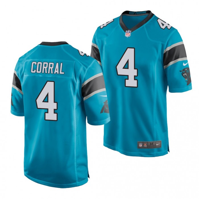 Matthew Corral #4 Carolina Panthers 2022 NFL Draft Blue Men Game Jersey Ole Miss Rebels