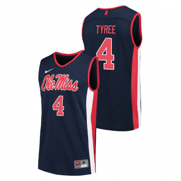 Ole Miss Rebels College Basketball Navy Breein Tyree Replica Jersey For Men