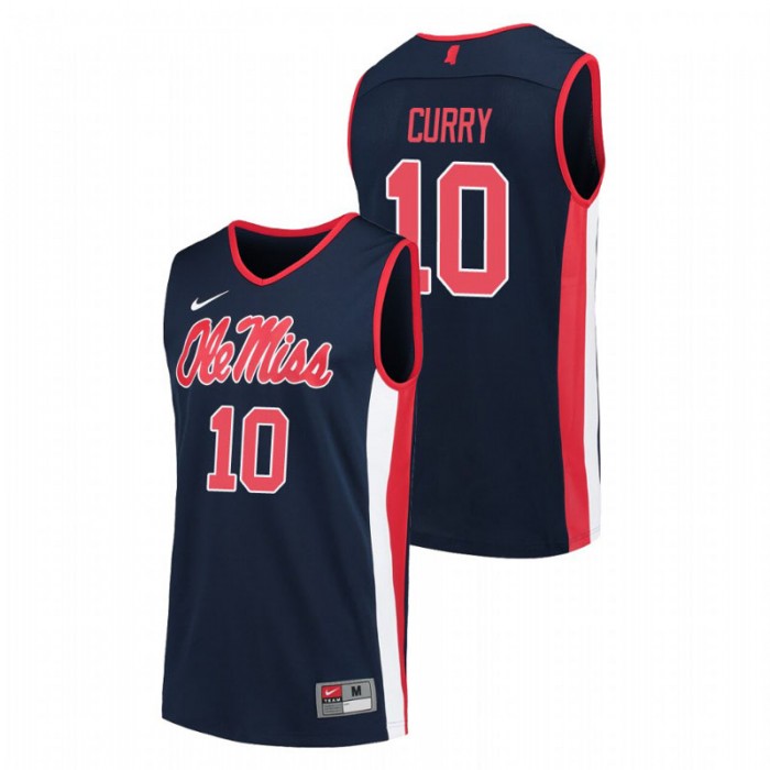 Ole Miss Rebels College Basketball Navy Carlos Curry Replica Jersey For Men