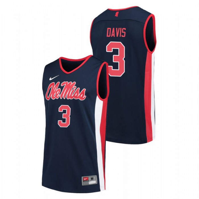 Ole Miss Rebels College Basketball Navy Terence Davis Replica Jersey For Men