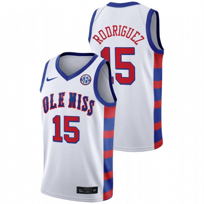 Ole Miss Rebels Luis Rodriguez 20th Anniversary Throwback Jersey White Men