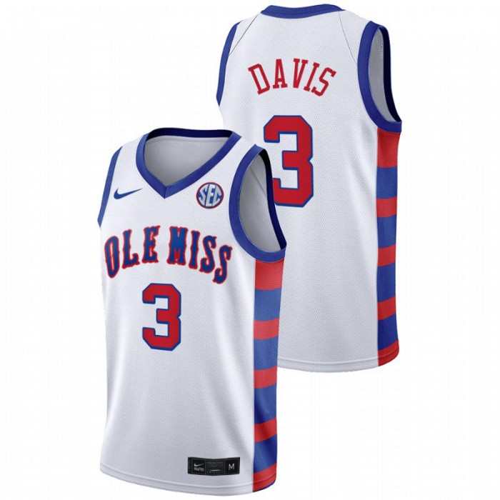 Ole Miss Rebels Terence Davis 20th Anniversary Throwback Jersey White Men