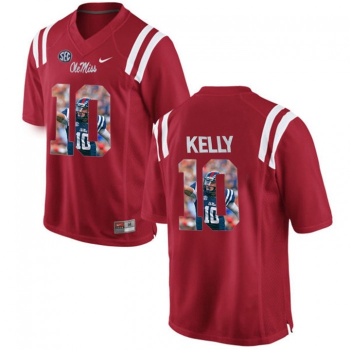 Ole Miss Rebels Chad Kelly Red NCAA Football Premier Jersey Printing Player Portrait