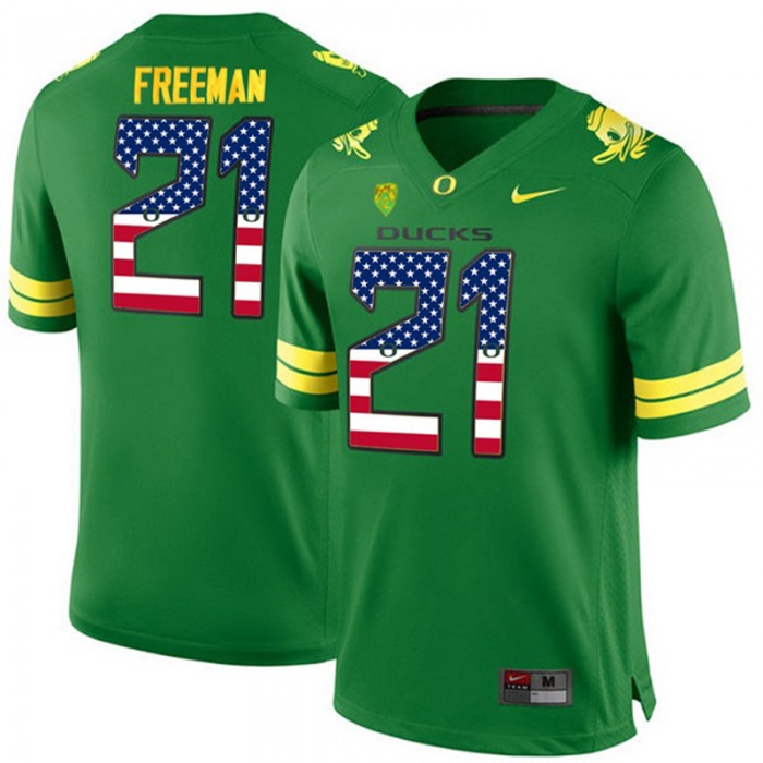 2017 US Flag Fashion Male Oregon Ducks Royce Freeman Apple Green College Football Limited Jersey