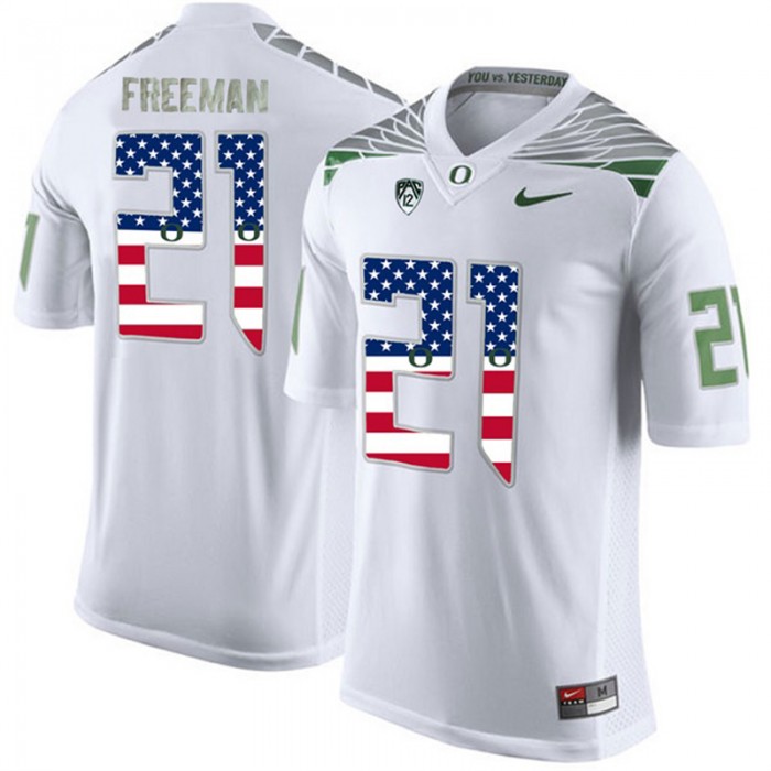 2017 US Flag Fashion Male Oregon Ducks Royce Freeman White College Football Limited Jersey