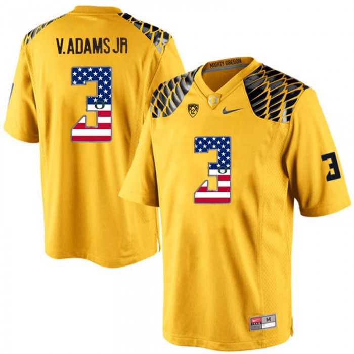 2017 US Flag Fashion Male Oregon Ducks Vernon Adams Jr Yellow College Football Limited Jersey