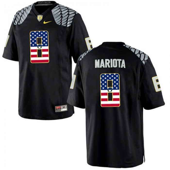 2017 US Flag Fashion Male Oregon Ducks Marcus Mariota Black College Football Limited Jersey