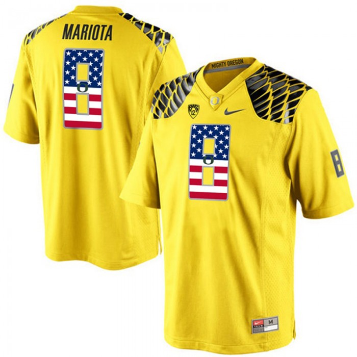 2017 US Flag Fashion Male Oregon Ducks Marcus Mariota Yellow College Football Limited Jersey