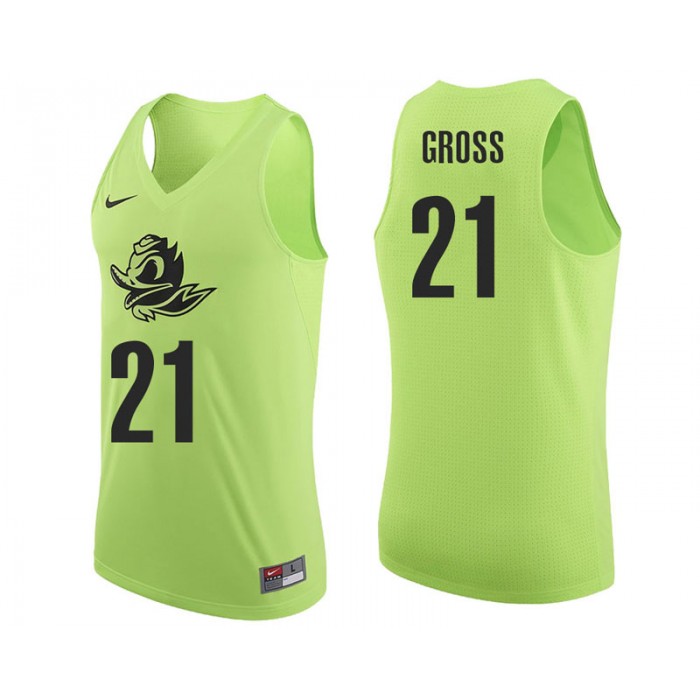 Male Evan Gross Oregon Ducks Apple Green NCAA College Basketball Player Tank Top Jersey