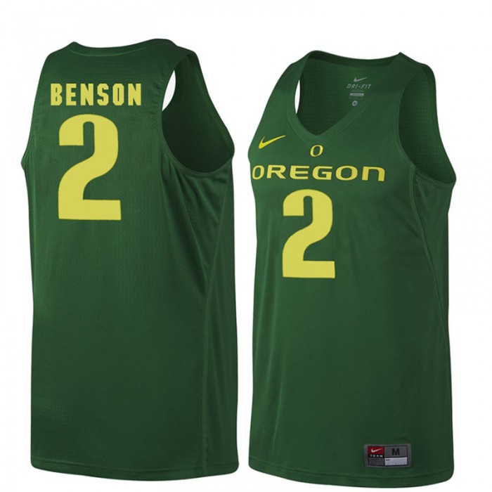 Male Oregon Ducks Casey Benson Dark Green NCAA Basketball Jersey