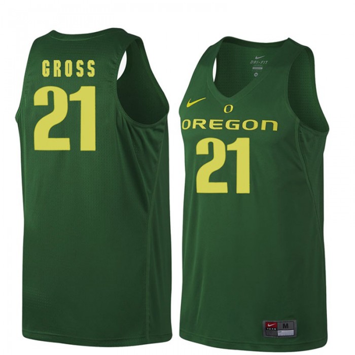 Male Oregon Ducks Evan Gross Dark Green NCAA Basketball Jersey
