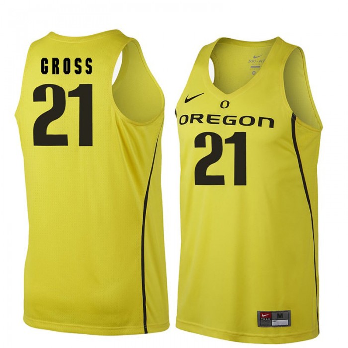Male Oregon Ducks Evan Gross Gold NCAA Basketball Jersey