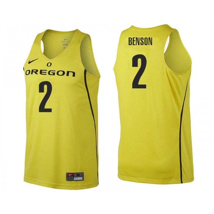 Male Casey Benson Oregon Ducks Yellow NCAA College Basketball Player Tank Top Jersey