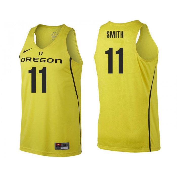 Male Keith Smith Oregon Ducks Yellow NCAA College Basketball Player Tank Top Jersey