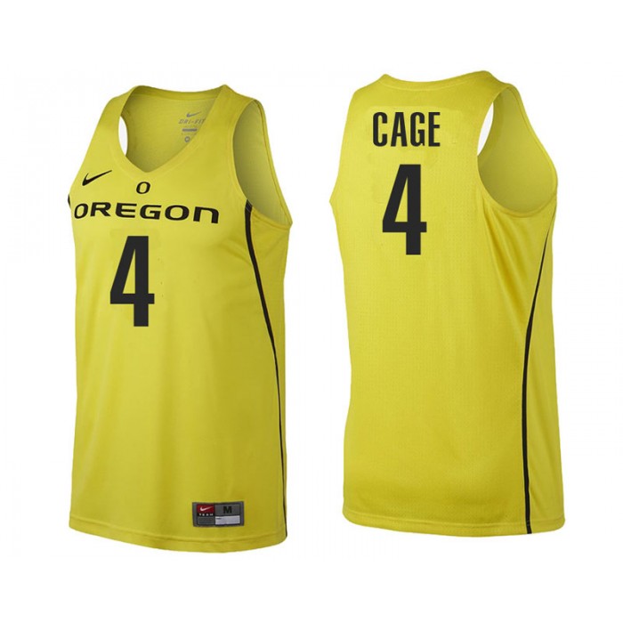 Male M.J. Cage Oregon Ducks Yellow NCAA College Basketball Player Tank Top Jersey