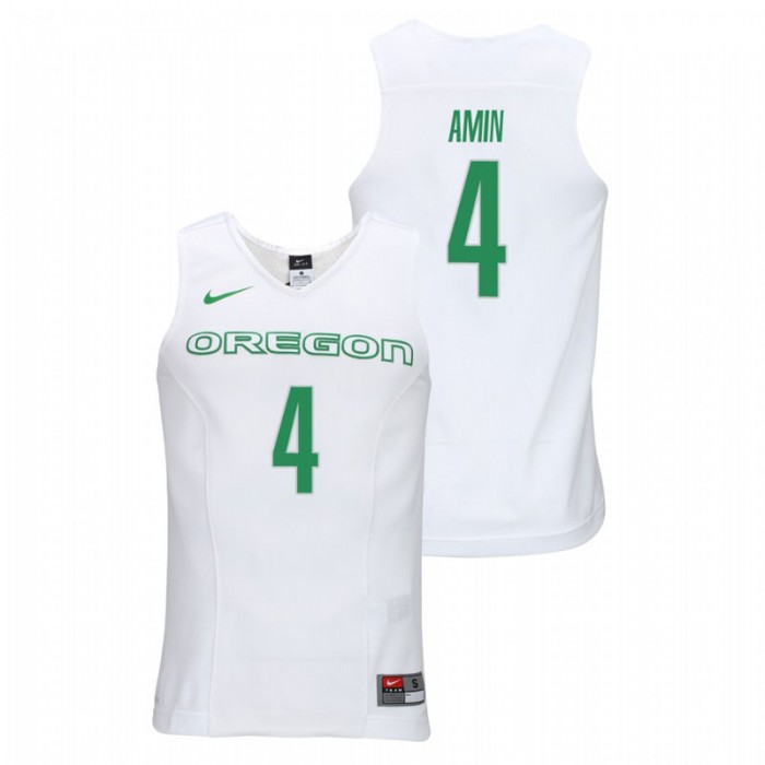 Oregon Ducks College Basketball White Ehab Amin Elite Authentic Performance Jersey For Men