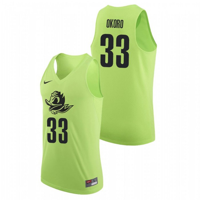 Oregon Ducks College Basketball Apple Green Francis Okoro Authentic Jersey For Men