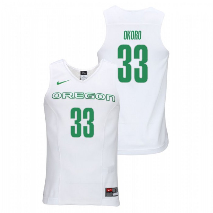 Oregon Ducks College Basketball White Francis Okoro Elite Authentic Performance Jersey For Men