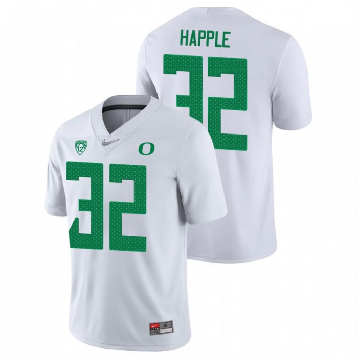 Oregon Ducks Jordan Happle Game College Football Jersey For Men White
