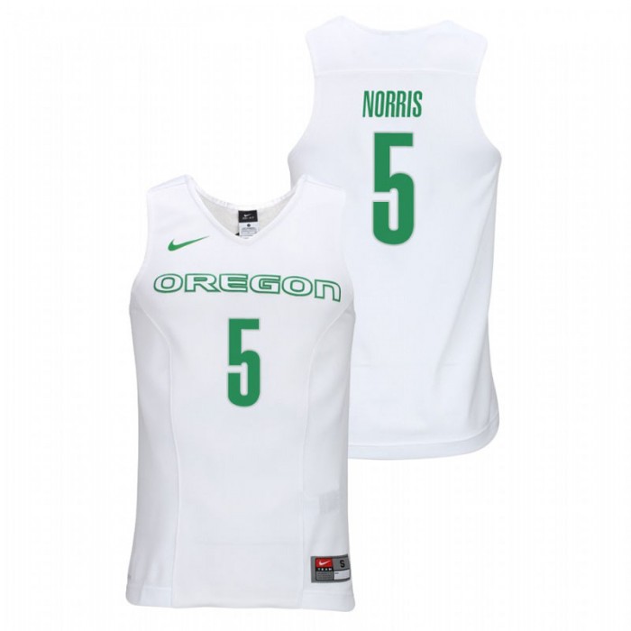 Oregon Ducks College Basketball White Miles Norris Elite Authentic Performance Jersey For Men