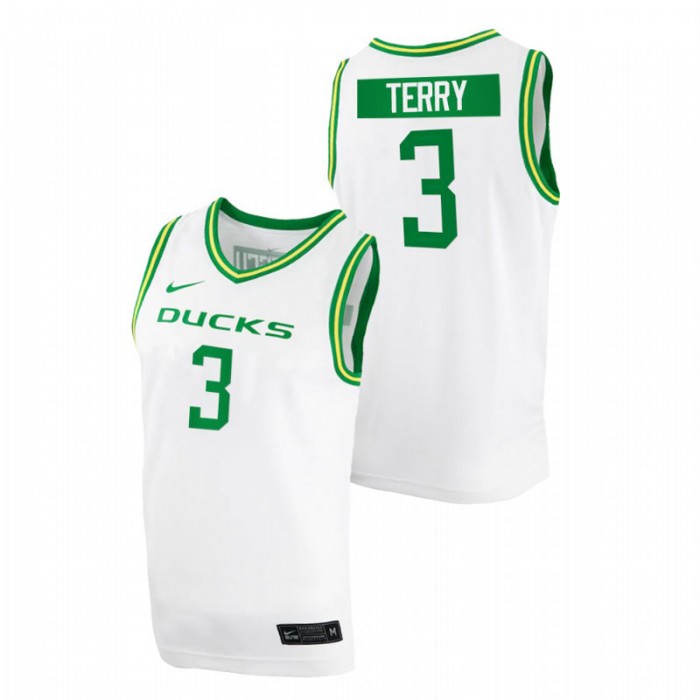 Oregon Ducks College Basketball Jalen Terry Replica Jersey White Men