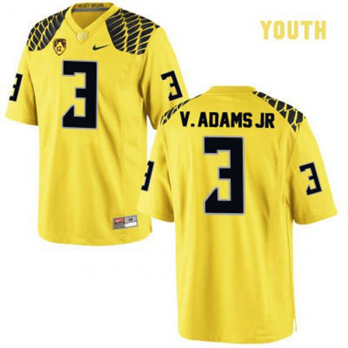 Oregon Ducks #3 Vernon Adams Yellow Football Youth Jersey