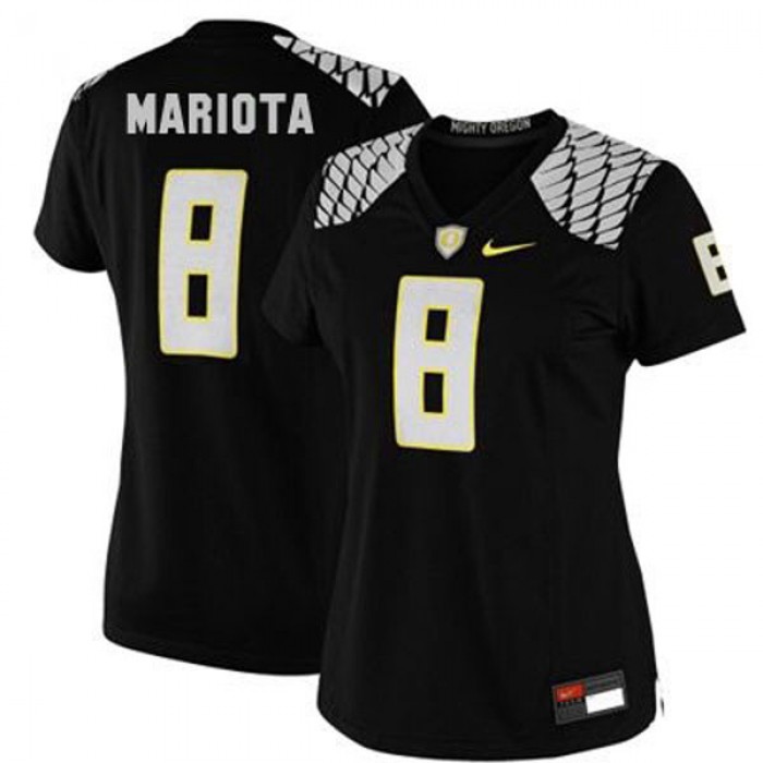 Oregon Ducks #8 Marcus Mariota Black Football Women's Jersey