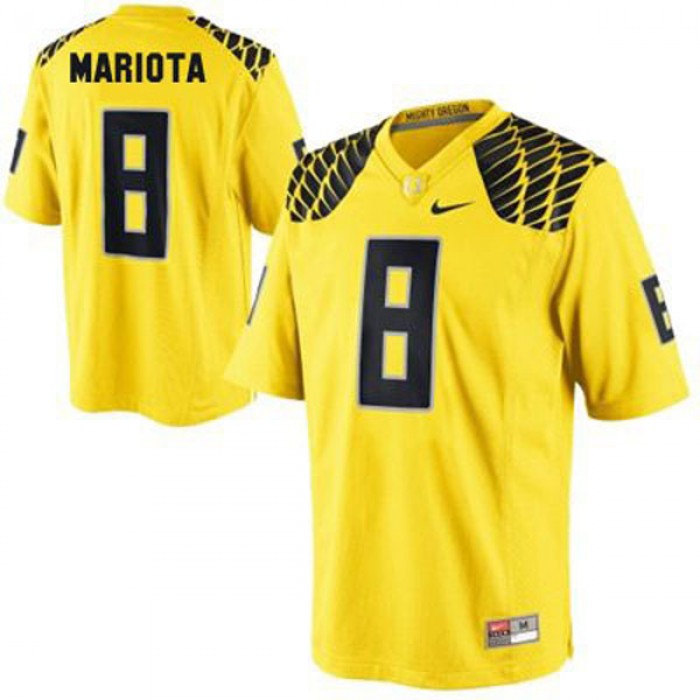 Oregon Ducks #8 Marcus Mariota Yellow Football For Men Jersey