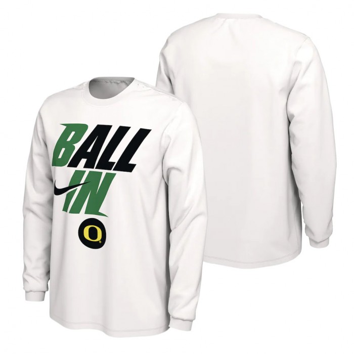 Oregon Ducks Nike Ball In Bench Long Sleeve T-Shirt White