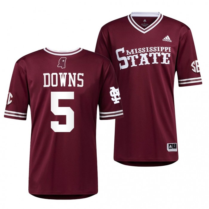 Aaron Downs Mississippi State Bulldogs #5 Maroon College Baseball Jersey