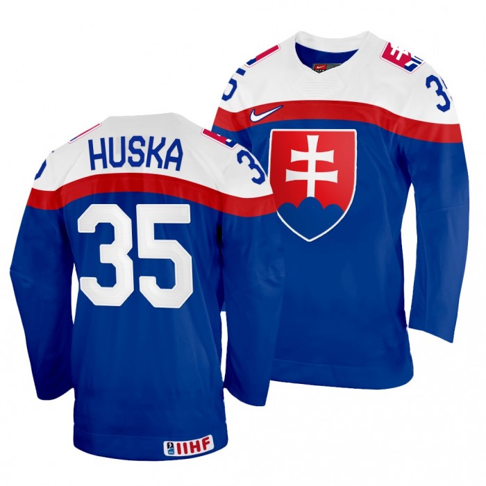 Adam Huska Blue Slovakia 2022 IIHF World Championship Jersey