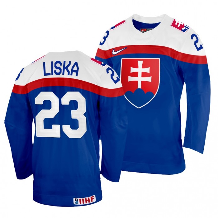 Adam Liska Blue Slovakia 2022 IIHF World Championship Jersey