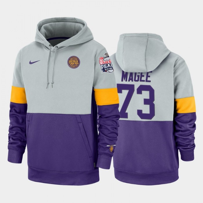 Adrian Magee LSU Tigers Gray Purple 2019-20 Rivalry Therma Performance Peach Bowl Champions Hoodie