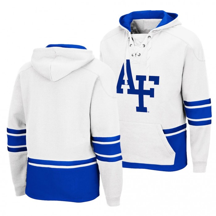 Air Force Falcons White College Hockey 3.0 Men Lace-Up Pullover Hoodie
