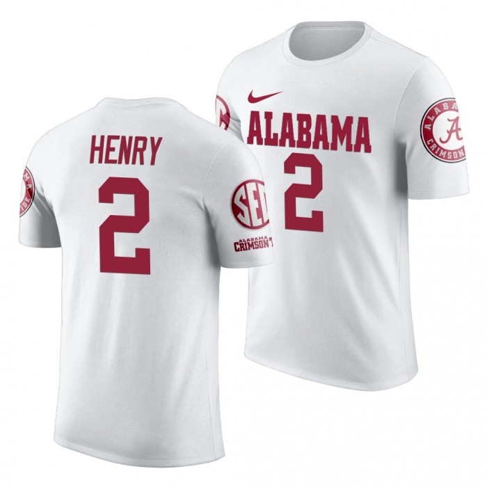 Alabama Crimson Tide Derrick Henry White College Football Name & Number T-Shirt