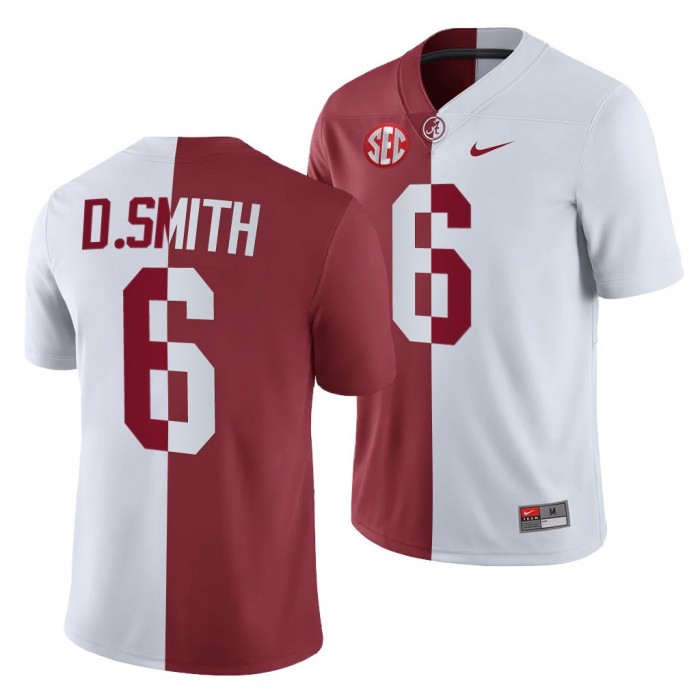 Alabama Crimson Tide DeVonta Smith 6 White Crimson Split Jersey For Men