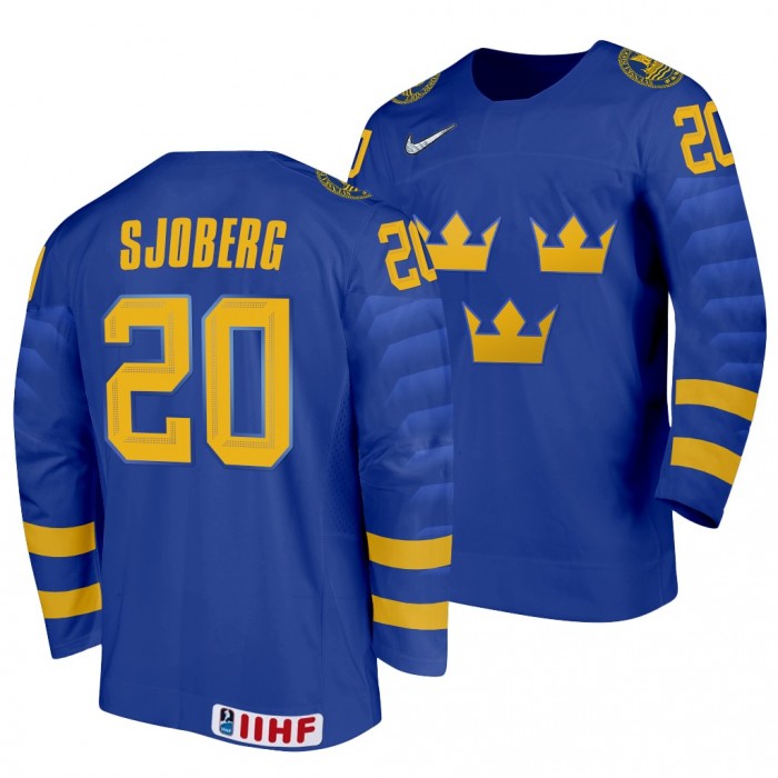 Albert Sjoberg Sweden 2022 IIHF World Junior Championship Jersey Blue