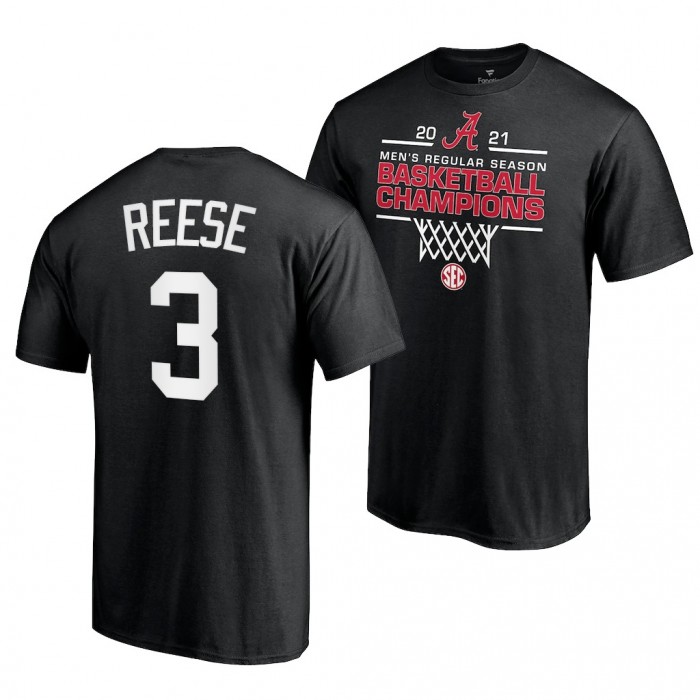 Alabama Crimson Tide Alabama Crimson Tide Alex Reese Black 2021 SEC For Men Basketball Regular Season Champions T-Shirt