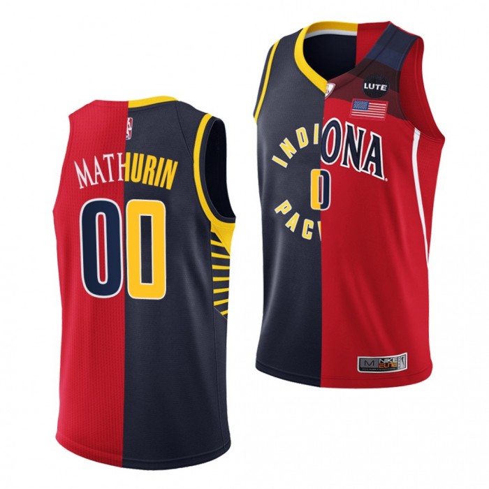 2022 NBA Draft Bennedict Mathurin #00 Pacers X Arizona Navy Red Split Edition Jersey