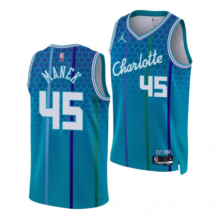 2022 NBA Draft Brady Manek #45 Hornets Blue City Edition Jersey UNC Carolina