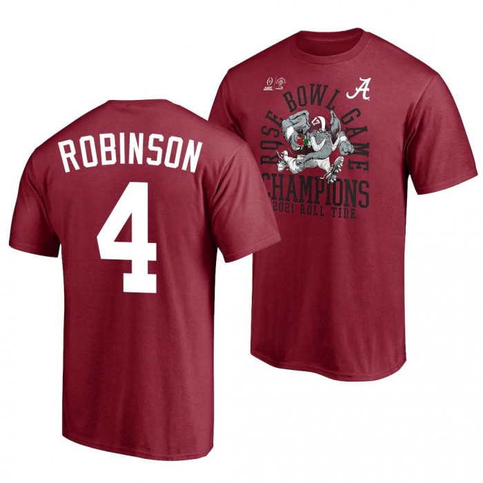 Alabama Crimson Tide Alabama Crimson Tide Brian Robinson Jr. Crimson 2021 Rose Bowl Champions College Football Playoff T-Shirt