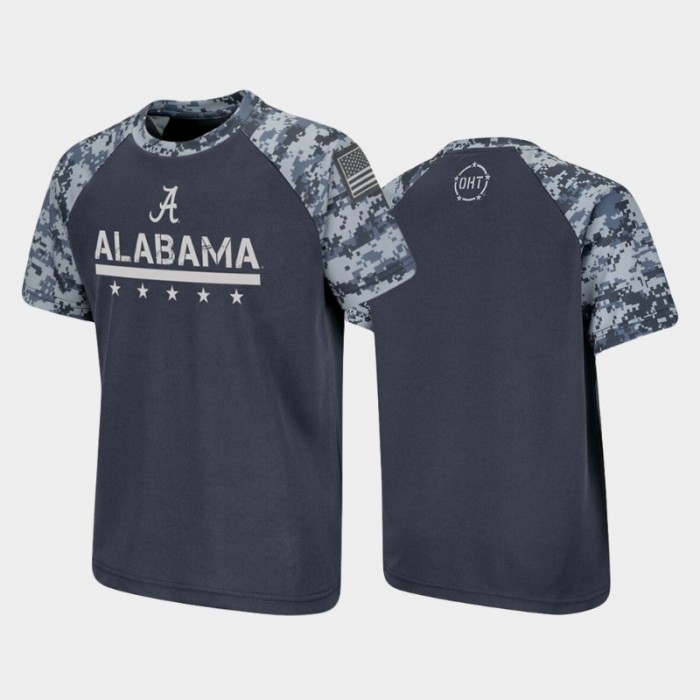 Alabama Crimson Tide Charcoal OHT Military Appreciation Digital Camo Raglan T-Shirt