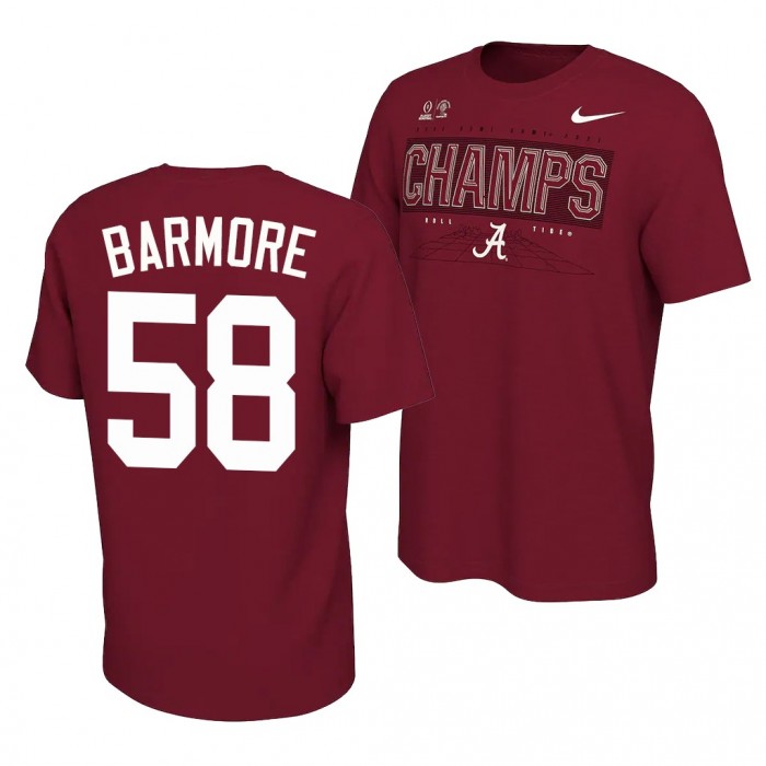 Alabama Crimson Tide Alabama Crimson Tide Christian Barmore Crimson 2021 Rose Bowl Champions College Football Playoff T-Shirt